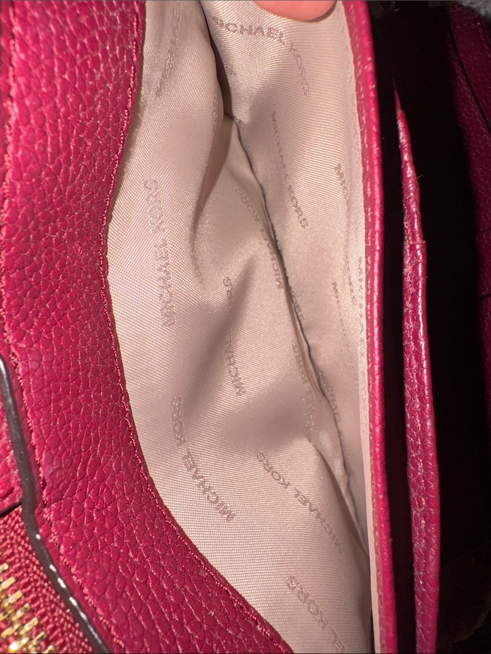 Michael Kors Raspberry Red Pebbled Leather Large Bifold Wristlet - Picture 11 of 14